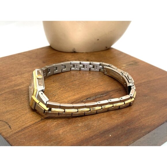 Seiko Women's Watch SWR044 Quartz Petite Tank Rectangle White Dial 2-Tone Steel - Picture 9 of 14